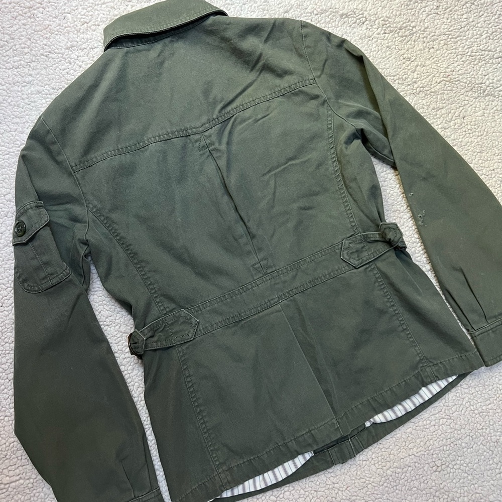 Giacca army green utility military jacket striped lining 100% cotton overcoat - Picture 15 of 16